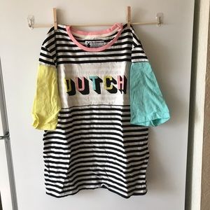 Dutch bros colorblock striped tee